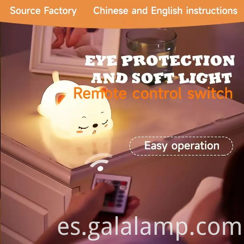 Adorable Sleep Cat Cartoon Silicone LED Night Lights para niños 'Rooms Night